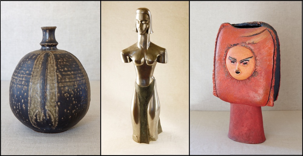 Mary Lindheim (L to R): Bottle, Iron Woman, Sun Vase